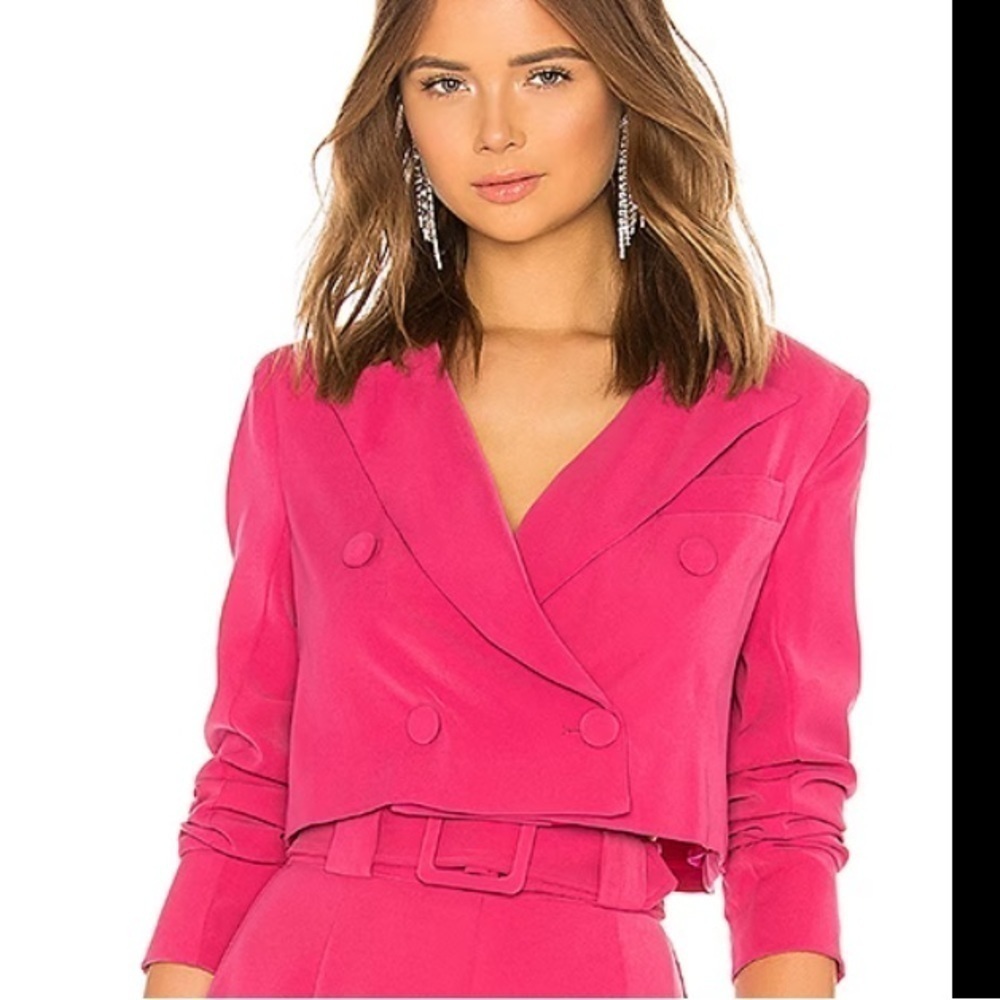 Lovers + friends fuschia crop blazer top